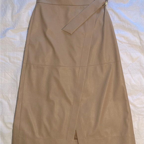 NWT! TED BAKER Tan Faux Leather Wrap SkirtSize 2 / US 6